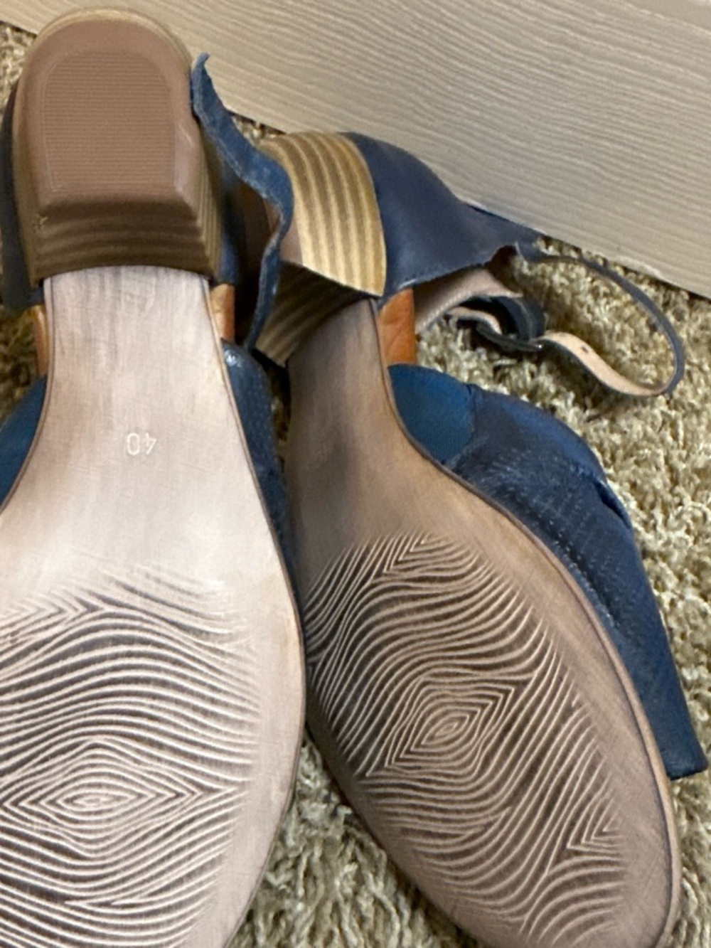 Miz Mooz Navy Leather Ankle-Strap Heels - Picture 2 of 4